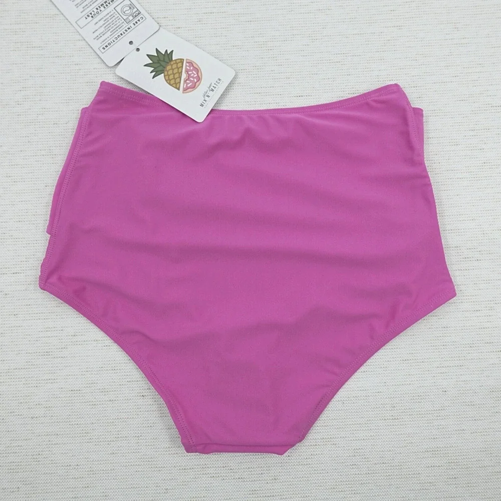 KORTNI JEANE Bikini Bottom XS‎ Purple Tie-Up Front Retro Flattering